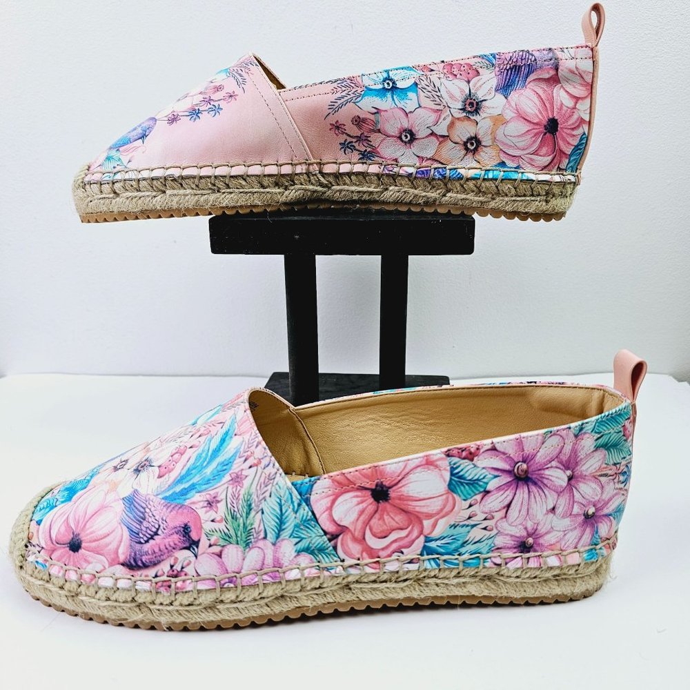 Anuschka Women's Floral Birds Espadrille Slip On Loafers, Sz 10 NWOB - Picture 2 of 10